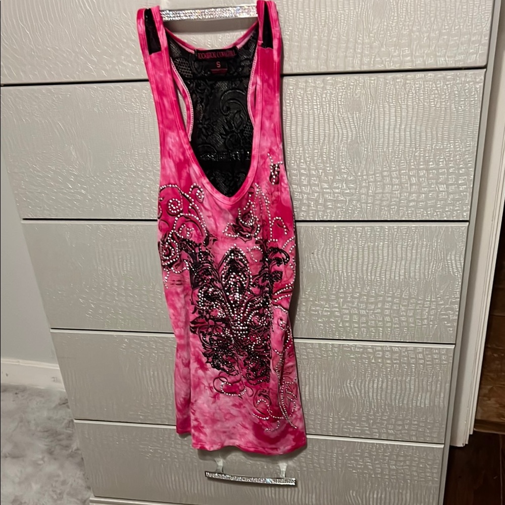 Rock ‘n’ roll cowgirl, Pink Embellished Tank Top